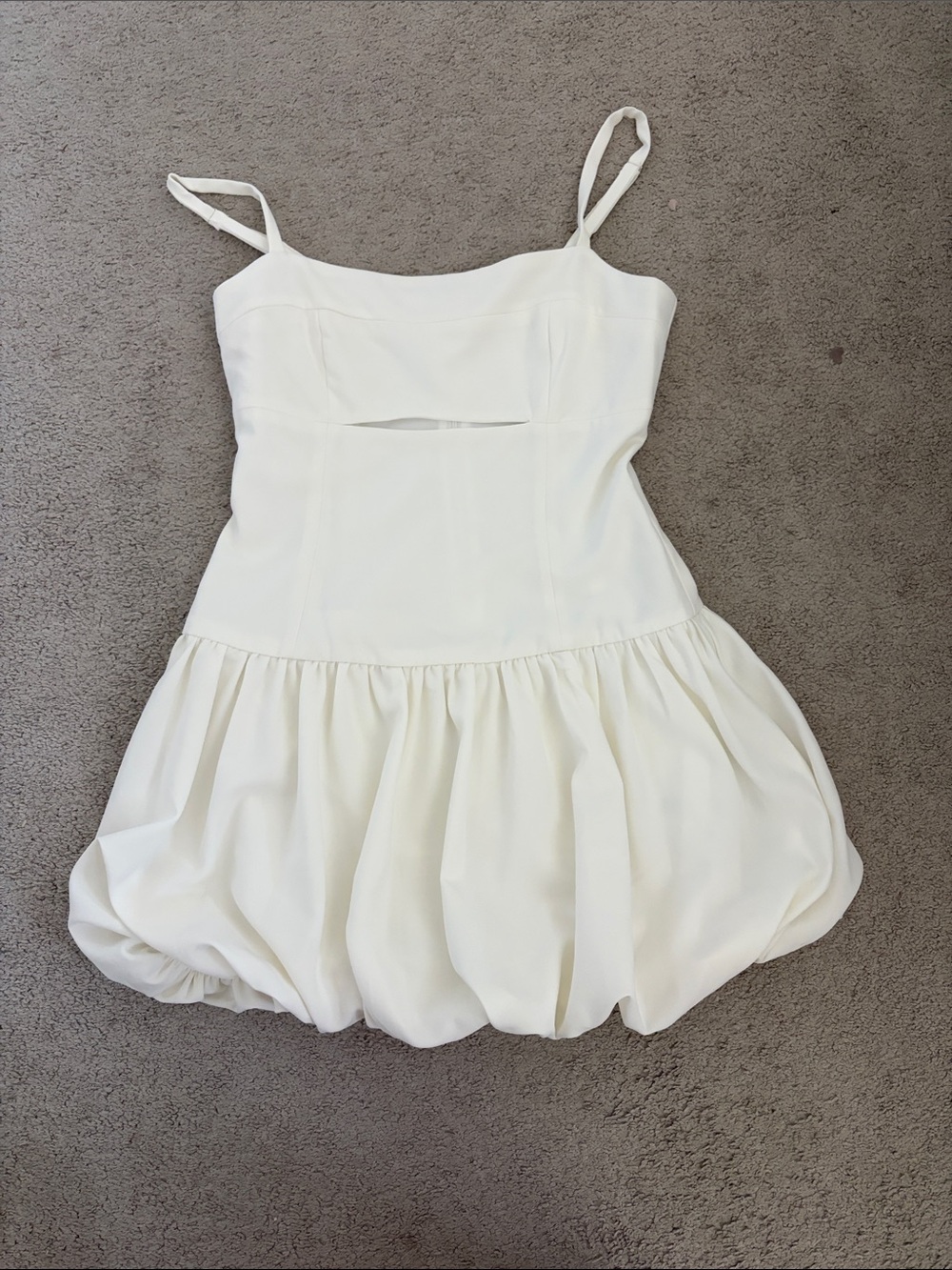 Le Lis White Bubble-Hem Slip Dress with Cutout